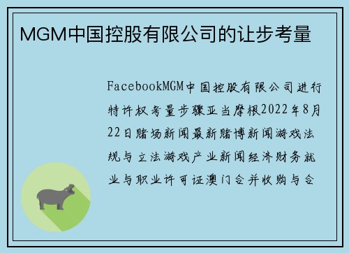 MGM中国控股有限公司的让步考量